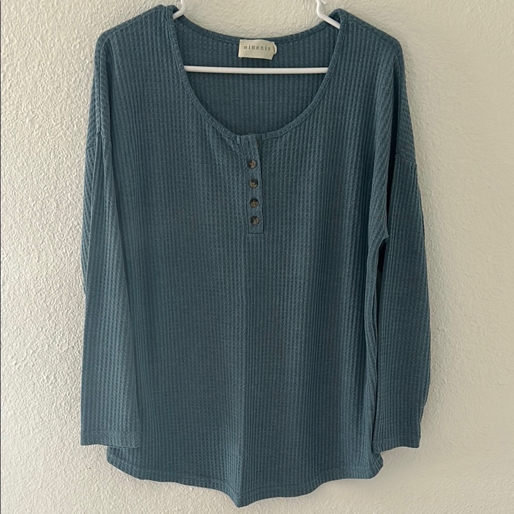 Sorel Blue Waffle Knit Women's Top